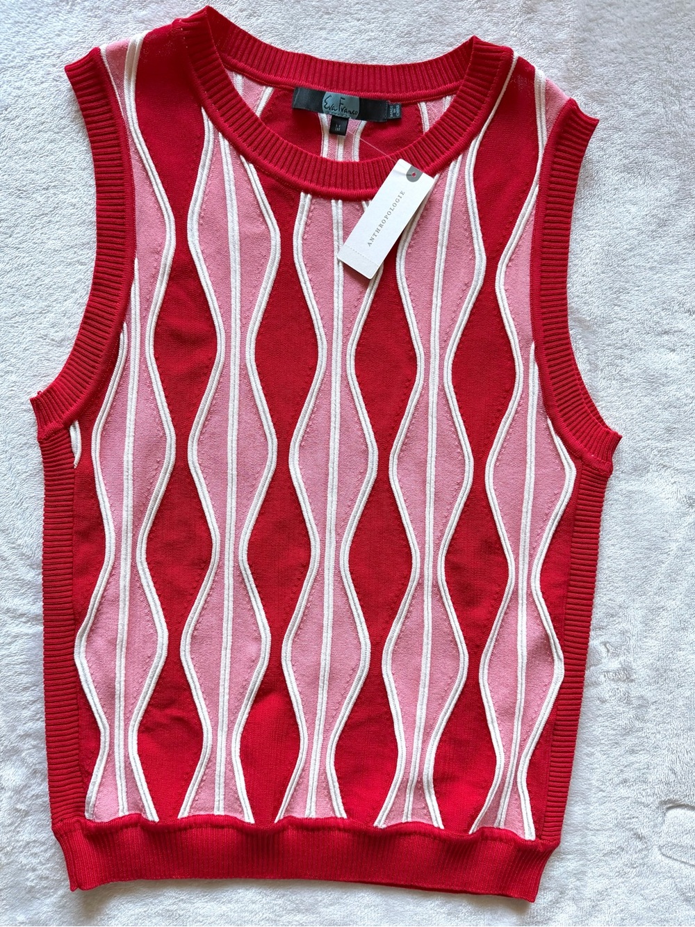 Anthropologie Eva Franco Red and Pink Sleeveless Knit Top NWT